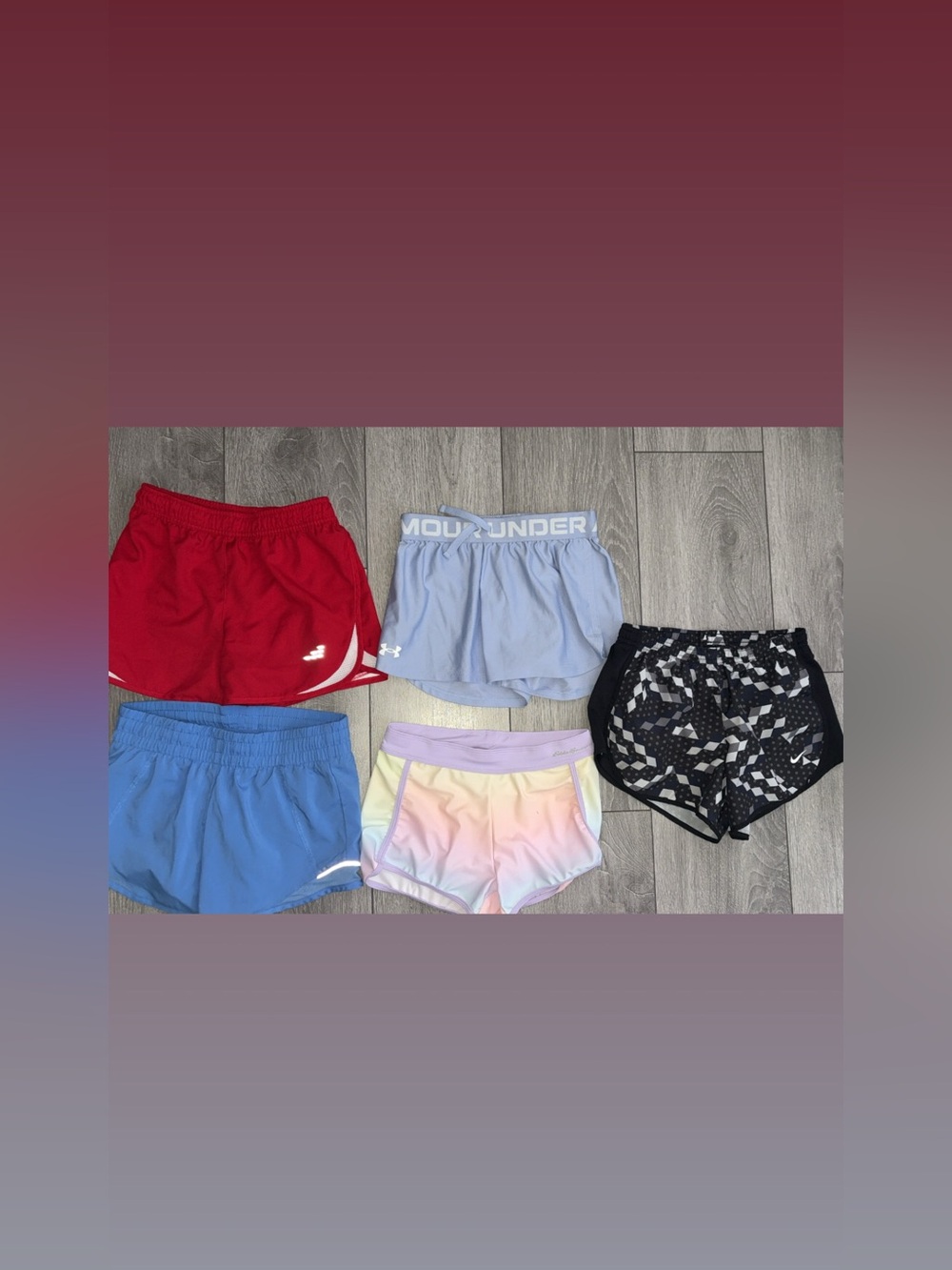 Girls Shorts Lot 5 Pairs Assorted Brands Athletic Under Armour Nike Sz Medium